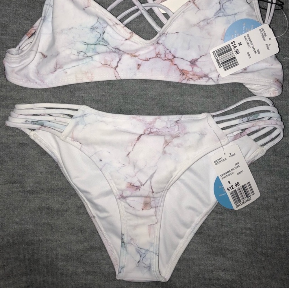 BOTTOM ONLY NEW white marble bathing suit